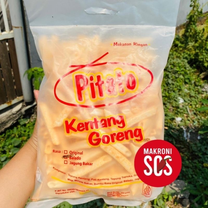 

Makaroni SOS - Pitato Snack Kentang Goreng Balado Pedas Kemasan 250Gr