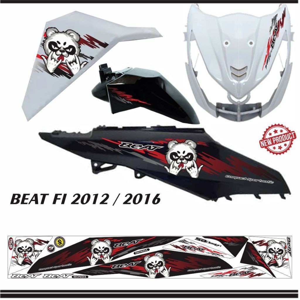 LIS STIKER MOTOR STIKER VARIASI BEAT FI MOTIF PANDA POLET STRIPING BEAT