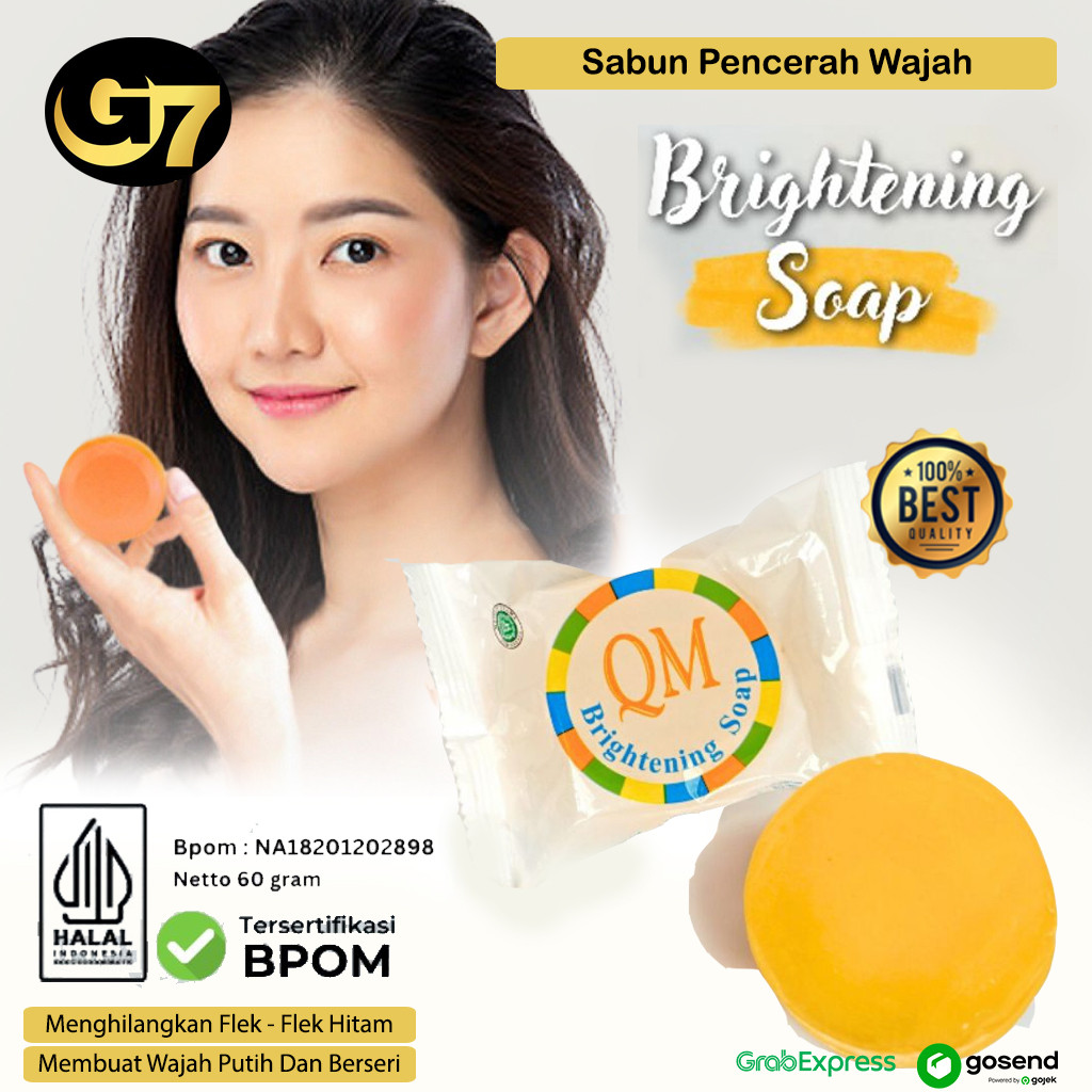 Sabun Muka Glowing dan Memutihkan Wanita Pria Sabun Cuci Muka QM Brightening Soap BPOM Sabun Penghil