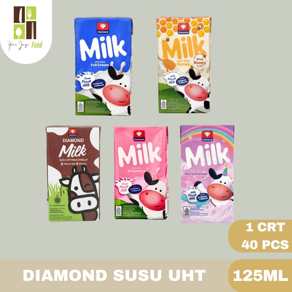 

Diamond UHT Milk / Susu UHT Rasa Coklat / Strawberri / Marshmallow / Full Cream / Madu 125ml 1 Carton / 40 Pc