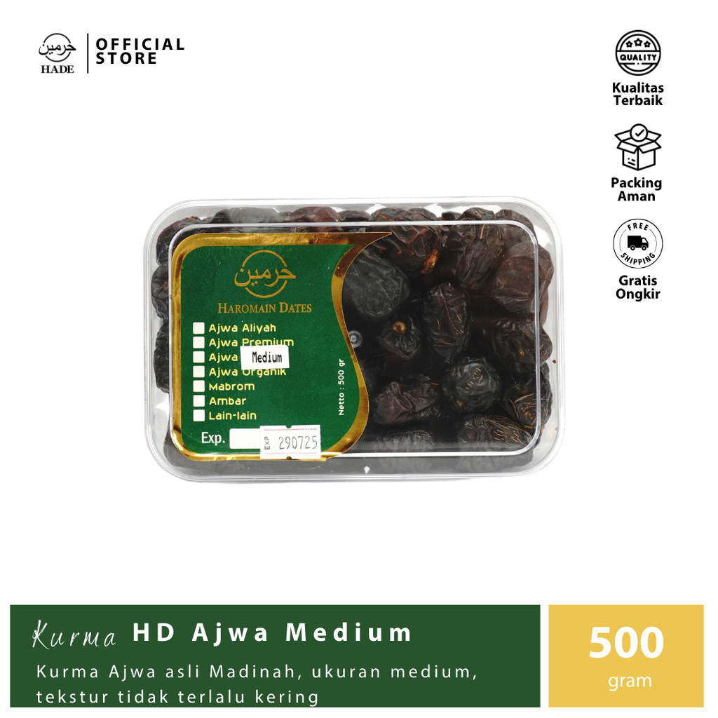 

Haromain Dates - Kurma Ajwa Medium - 500gr