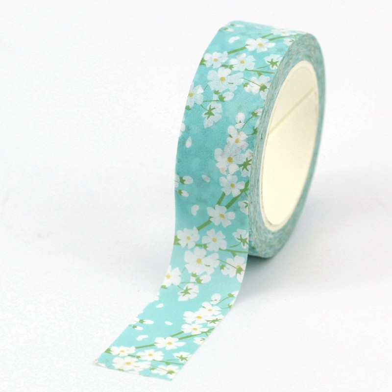 

NEW 1PC 10M Decorative Blue Cherry blossoms Washi Tape Adhesive Stickers Masking Tape Stationery Scrapbooking School Supplies