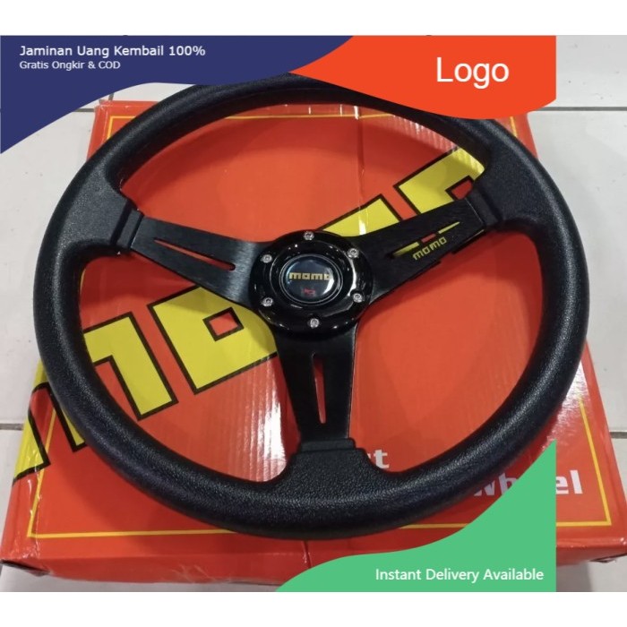 Stir setir racing momo 14" inch hitam polos Khairun_Variasi