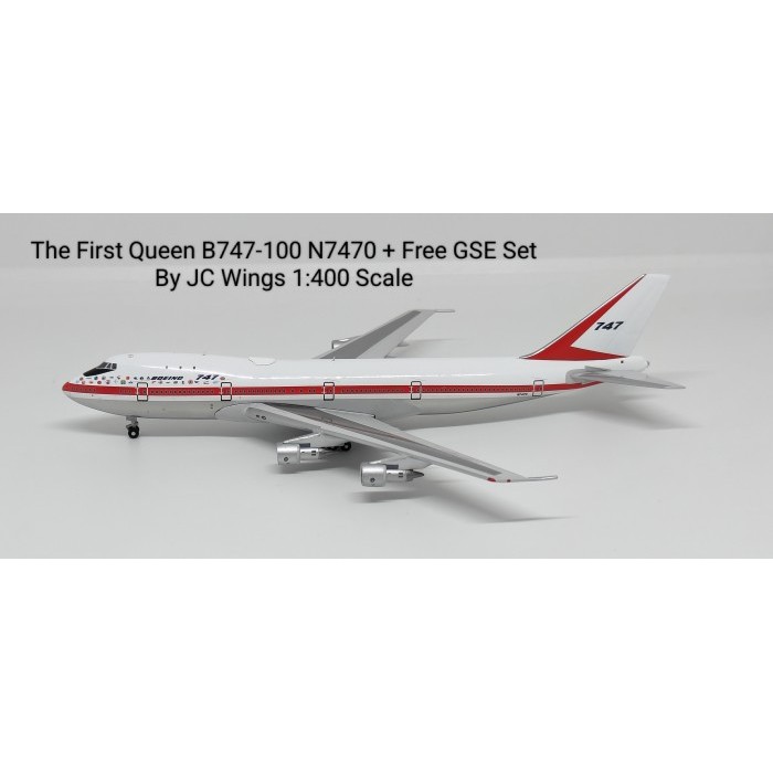 Pesawat Terbang The First Queen B747-100 N7470 + Free GSE Set  JC Wings Skala 1/400 Diecast