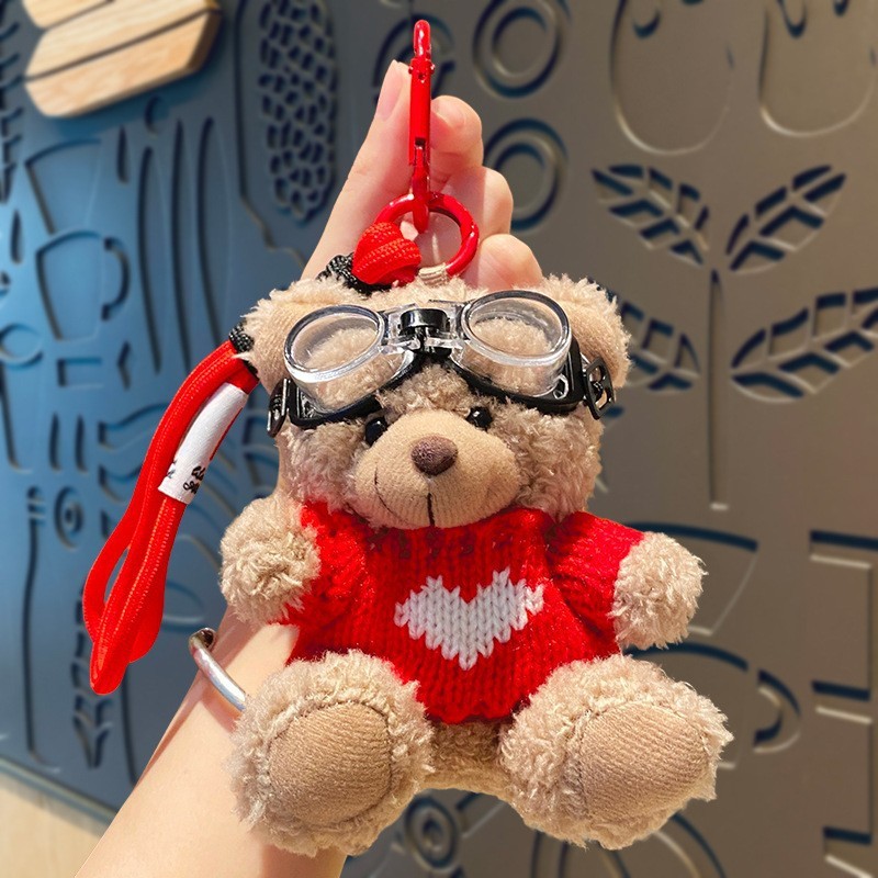 Gantungan Kunci Boneka Beruang Bulu Kekinian - Gantungan Tas Anime Imut, Hadiah Lucu untuk Pasangan,