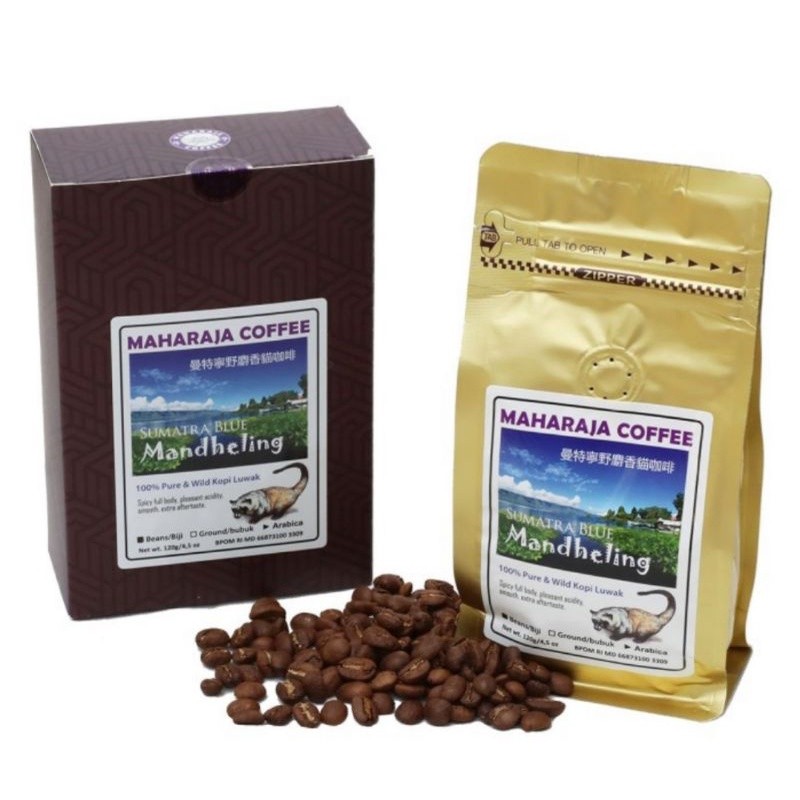 

Maharaja Coffee Wild Kopi Luwak Sumatra Blue Mandheling Arabica 120g Biji / Bubuk