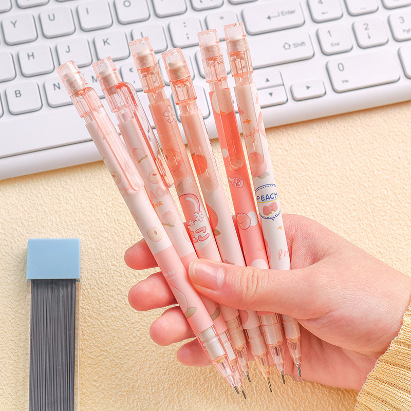 

0.5mm Honey Peach Cute Press Automatic Mechanical Pencil School Office Supplies Student Stationery Gift Refill
