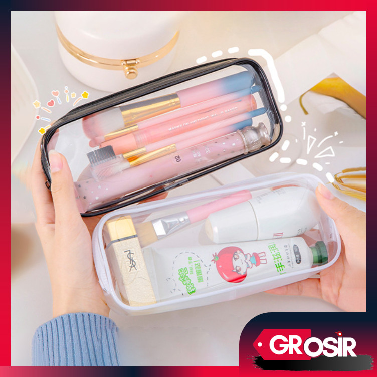 

Grosir - S6460 Kotak Pensil Transparan / Tempat Penyimpanan Kosmetik / Pouch Serbaguna Multifungsi / Tempat Pensil Polos Aesthetic