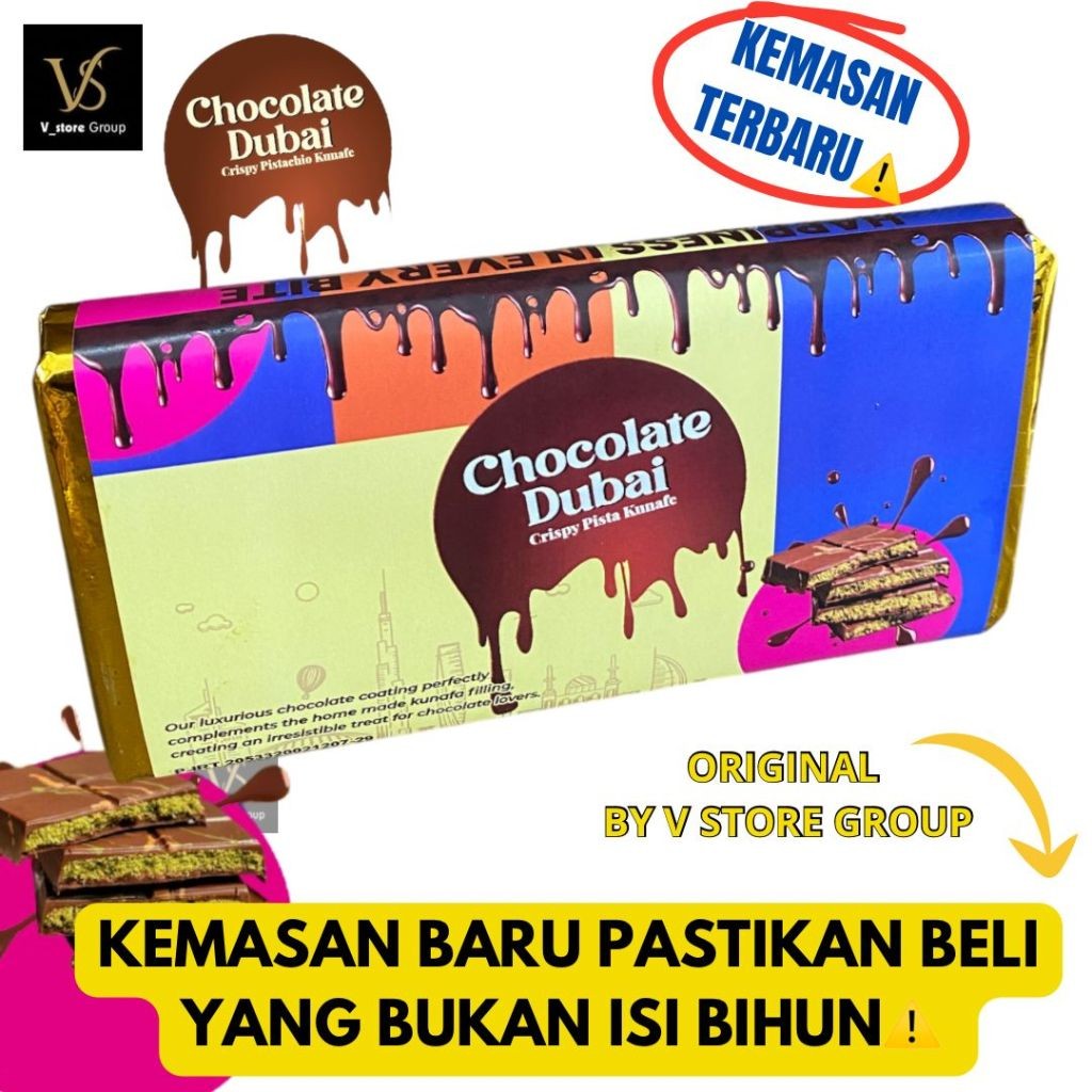 

SPESIAL CHOCOLATE DUBAI CRISPI PISTA KUNAFE ASLI COKLAT DUBAI SIZE BESAR 230gr