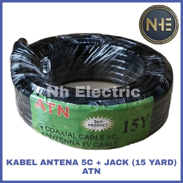 Kabel Antena Tv RG6 5C 15 Yard + Jack Hitam Atn