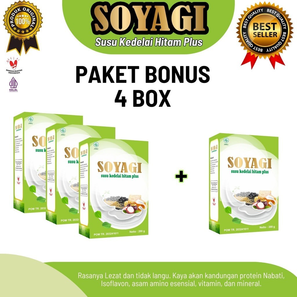 

Paket Hemat Soyagi 200gr susu kedelai hitam plus herbal