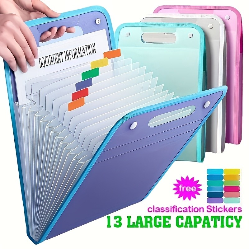 

Kawaii Vertical Accordion Bag Student Examination Paper Portable Storage Bag PP Translucent File Folder 13 Compartment File Bags