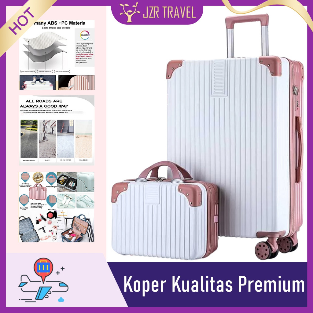 JZR Koper 24 inch 2 dalam 1 Koper Mini 14 Inch 22 inchi - Tas Koper Kabin dan Koper Besar Anak Perem
