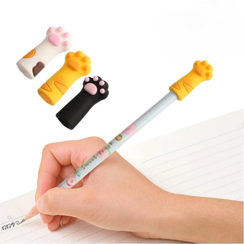 

3 Pcs/Set Cute Cat Paw Pencil Cap Silicone Touch Pen Cover Kawaii Pencil Extender Stationery Kids Gifts School Office Supplies