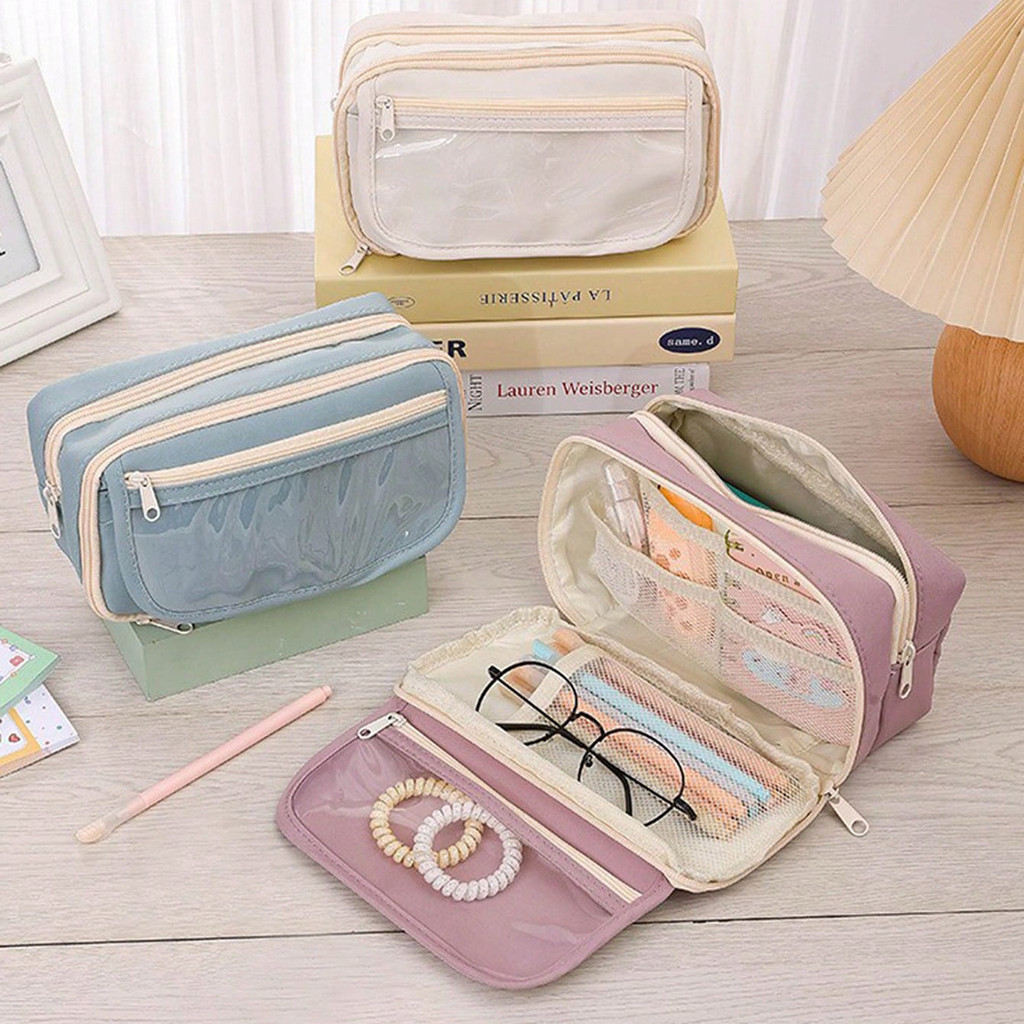 

1 Large capacity pencil case, flip design student stationery bag, portable fashion pencil case Stationery storage bag