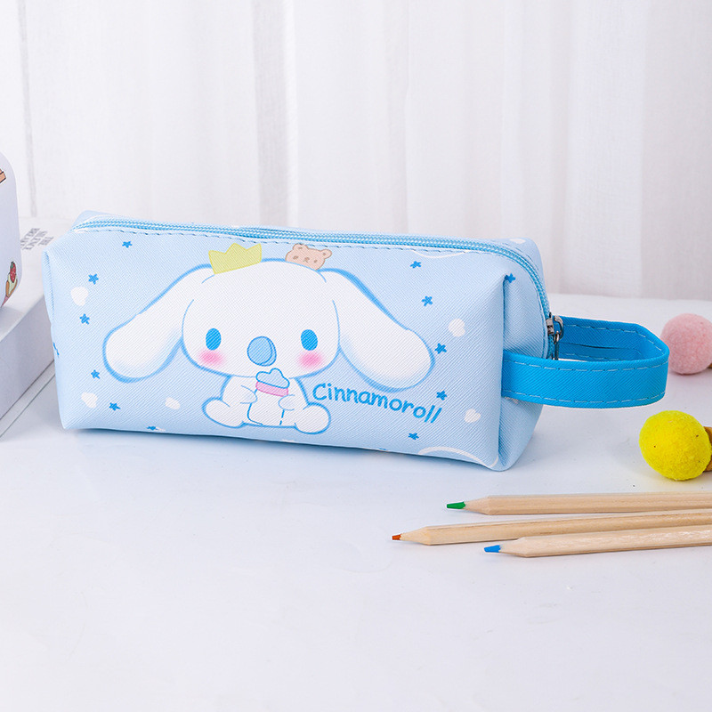 

Kuromi Cinnamoroll PU Pencil Case, Hello Kitty Multifunctional Waterproof Stationery Bag, With Handle Hand Carry Storage Bag