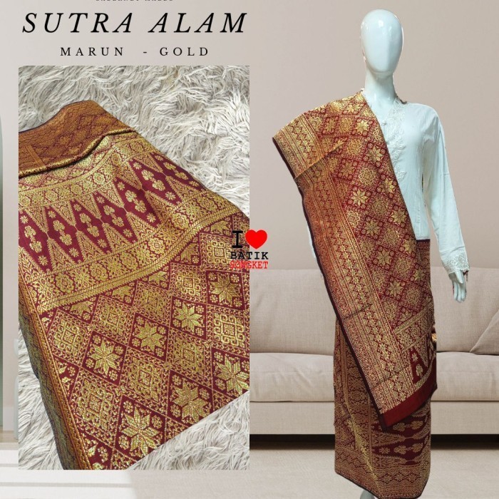 SONGKET SUTRA ALAM PALEMBANG MOTIF 10 BATAK MINANG PUTIH KREM