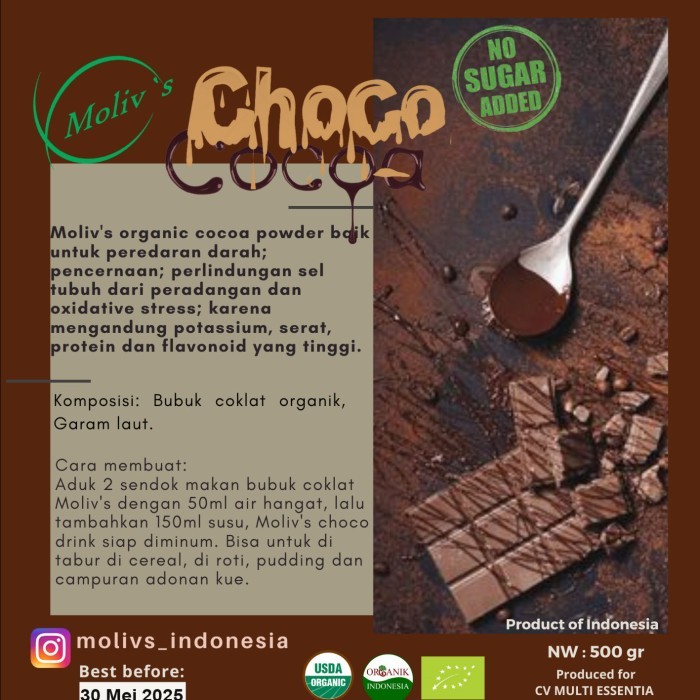 

Bubuk Coklat Organik Choco Cocoa Powder Dark - 500gr - No Added Sugar