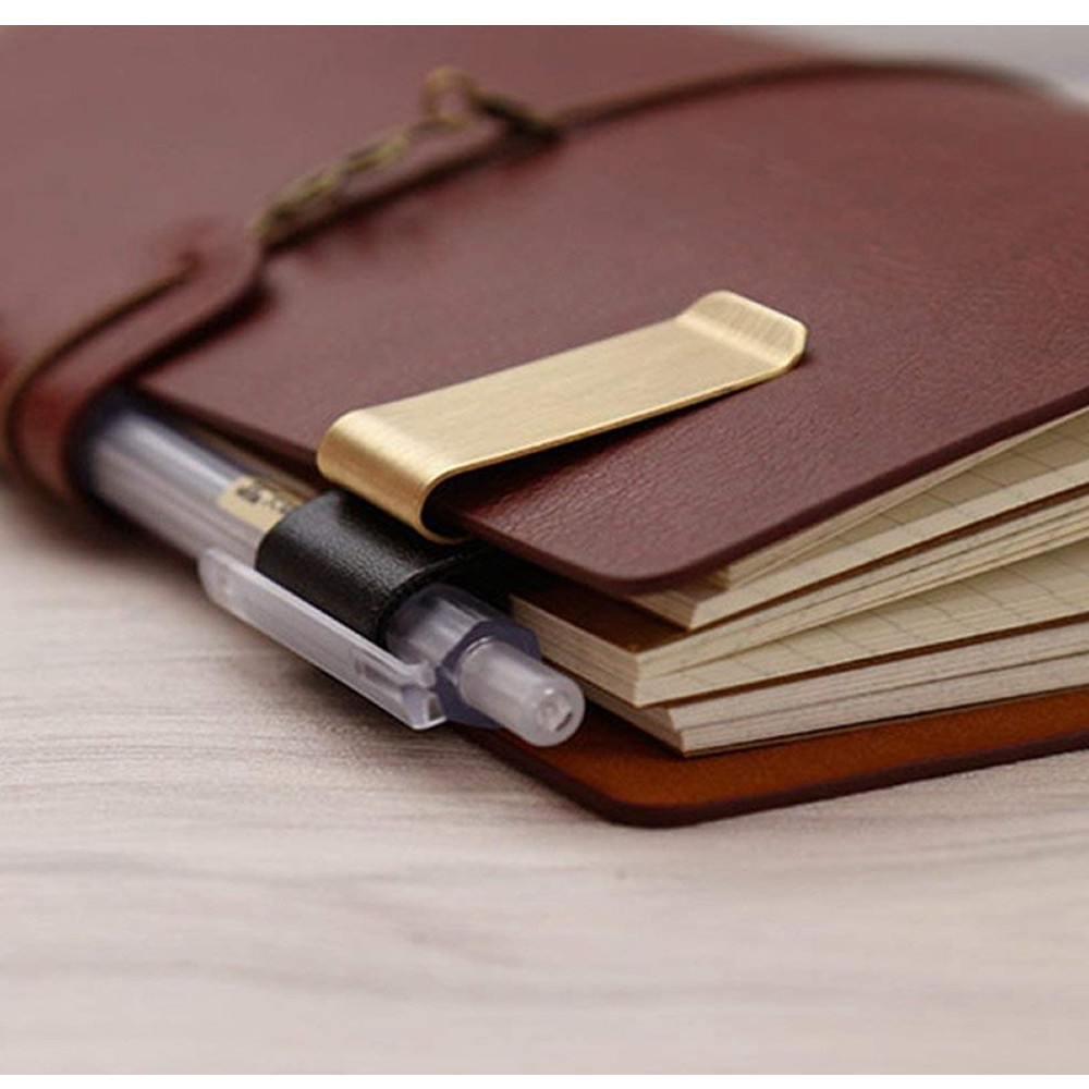 

1pc Pen Loop For Notebook Retro Leather Journal Notebook Pencil Holder Bookmark With Metal Clip Office Supplies Wholesale