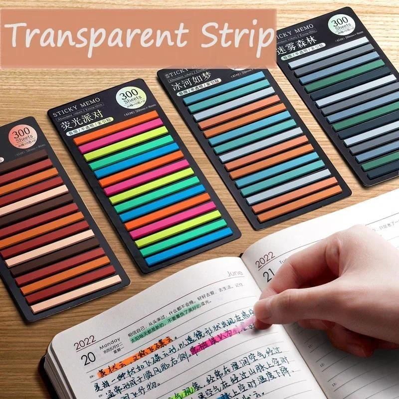 

300Sheets Color Stickers Transparent Fluorescent Index Tabs Flags Sticky Note Posted It Stationery School Office Supplies
