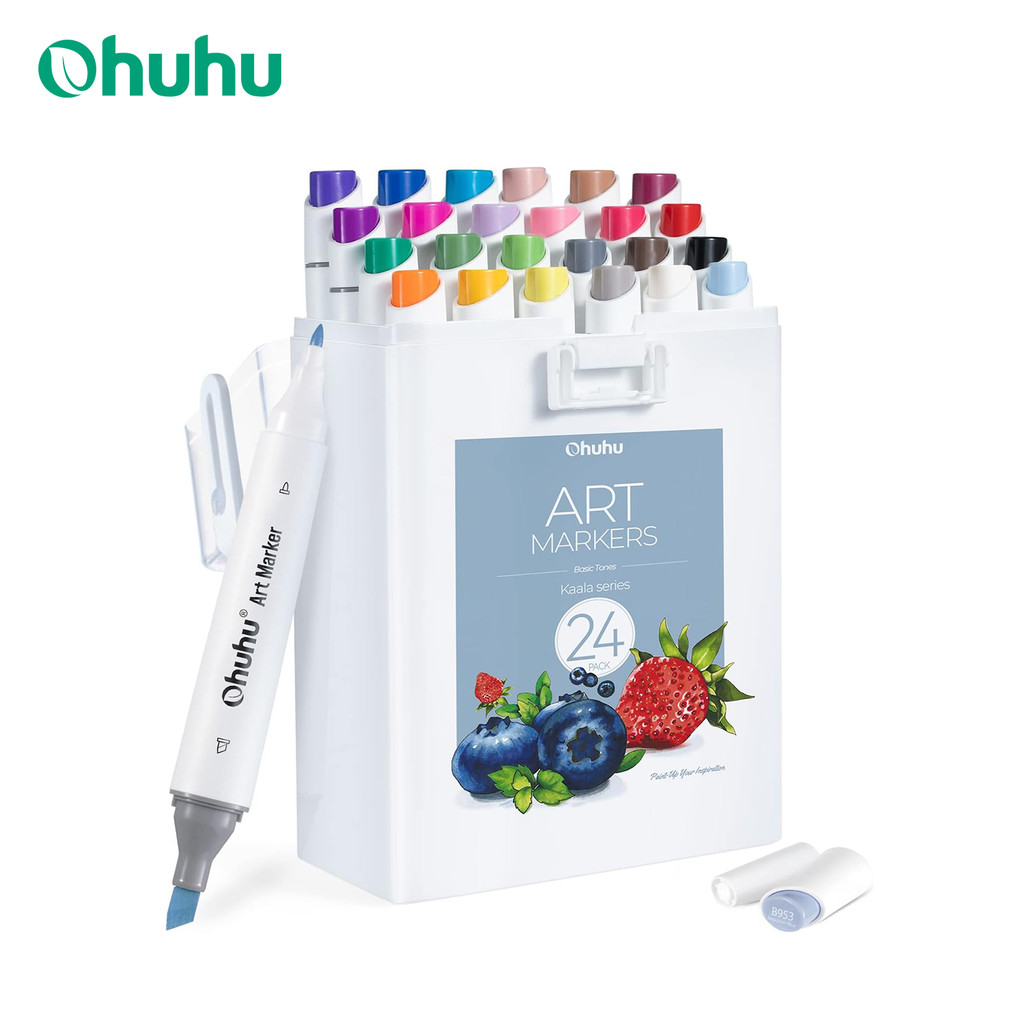 

Ohuhu Kaala 24 Colors Marker Pen Set Alcohol Art Markers Refillable Dual Tips Sketching Drawing Manga School Art Supplies Gift