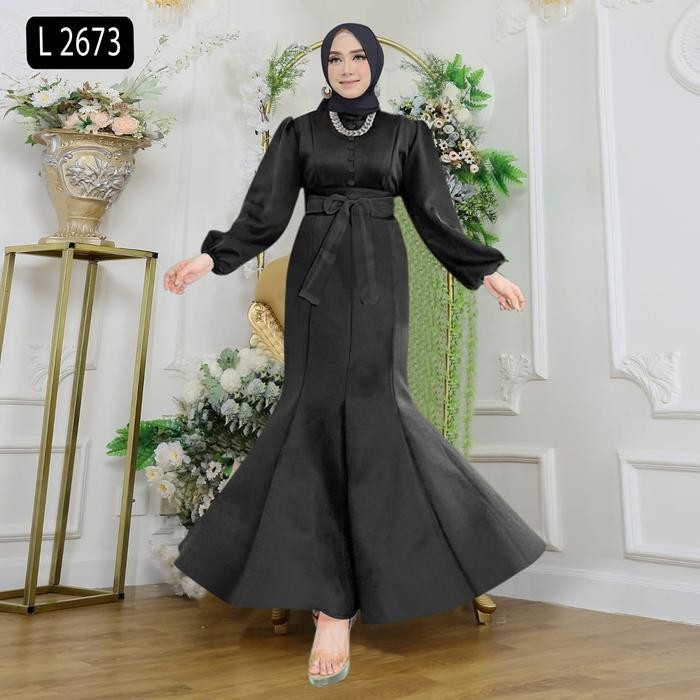 Joanne Fashion | Gamis Elegan Simple Model Mermaid Duyung Bahan Scuba Lembut Premium | Dress Panjang