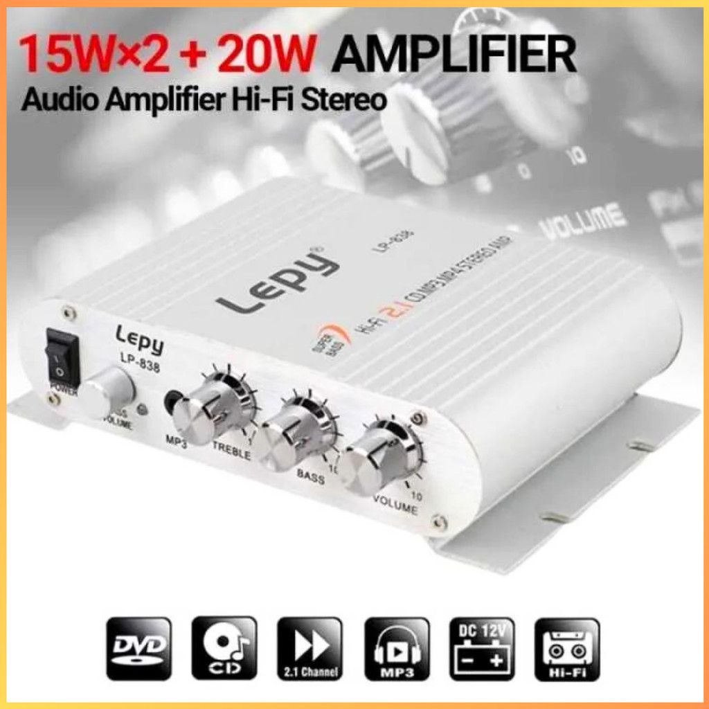 COD KIRIM CEPAT Lepy HiFi Stereo Amplifier Treble Bass Booster LP 838/ ampli power full bass super s