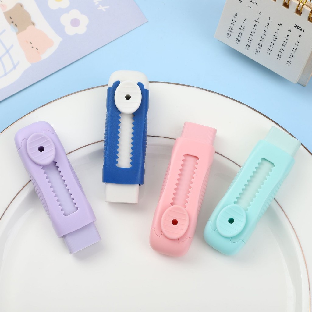 

MAOMAO Penghapus Pensil Dorong Warna Pastel Penghapus Mekanik Lucu Mechanical Eraser Push & Pull Retractable Perlengkapan Sekolah Anak Sliding Eraser Hapusan Mekanik Warna Lucu Tidak Meninggalkan Serpihan