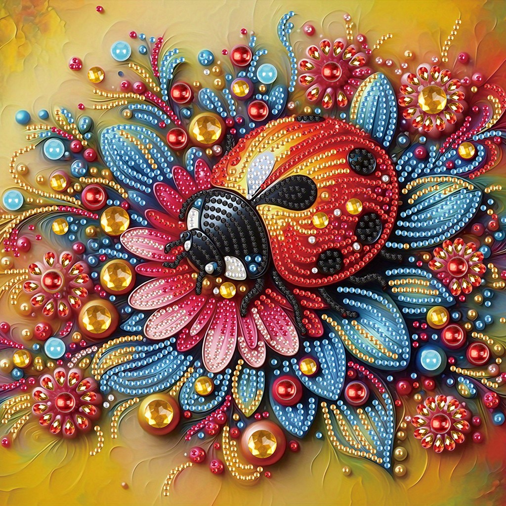 

DIY Flowers and ladybugs 5D Special Shape Diamond Art Kits for Beginners,Diamond Art Painting Kits for Home Wall Decoration Gift