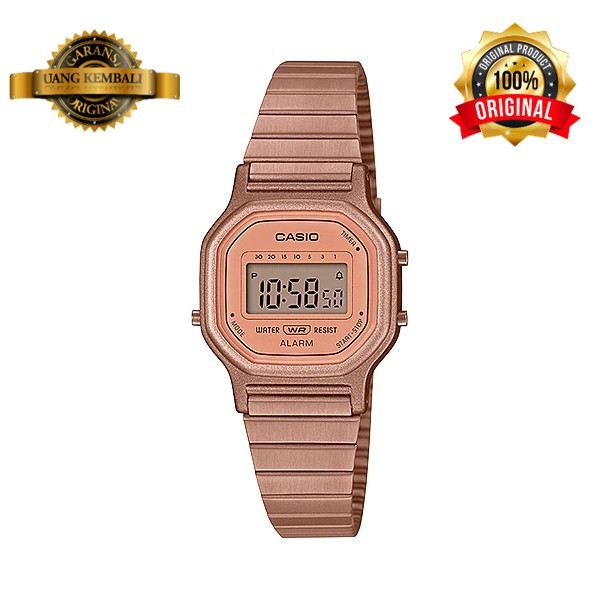 Original Jam Tangan Casio General LA-11WR-5A  Wanita Vintage Youth Digital Stainless Rose Gold CS