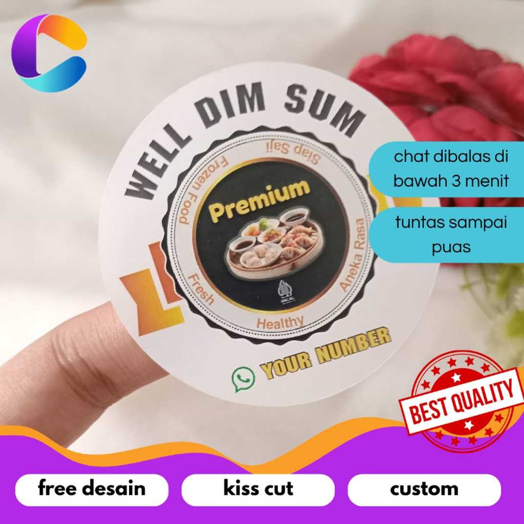 

Cetak INC 2-4 Sticker Label Bulat Dimsum Stiker Makanan Free Desain Dimsum Custom Chromo Uk.Kecil