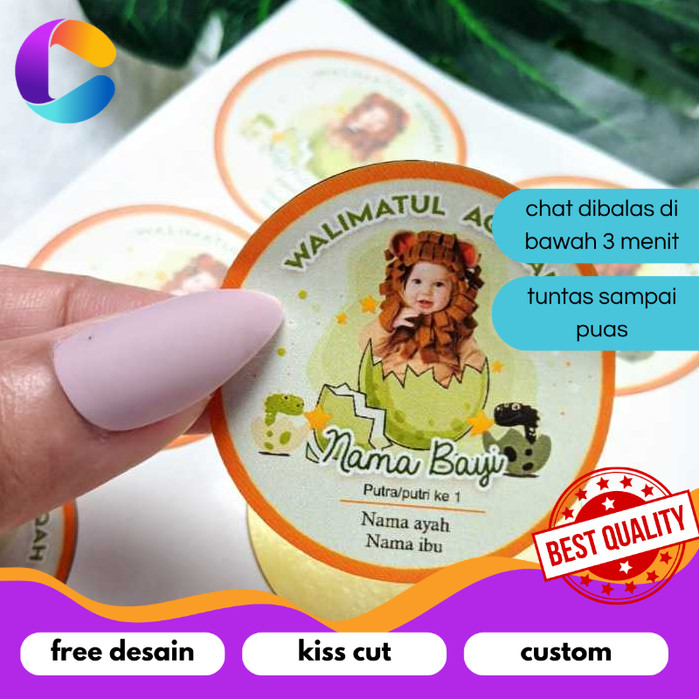 

Cetak INC Stiker Bulat Label Tasyakuran Aqiqah Bayi Sticker Nama Anak Ucapan Kelahiran Akikah Kecil