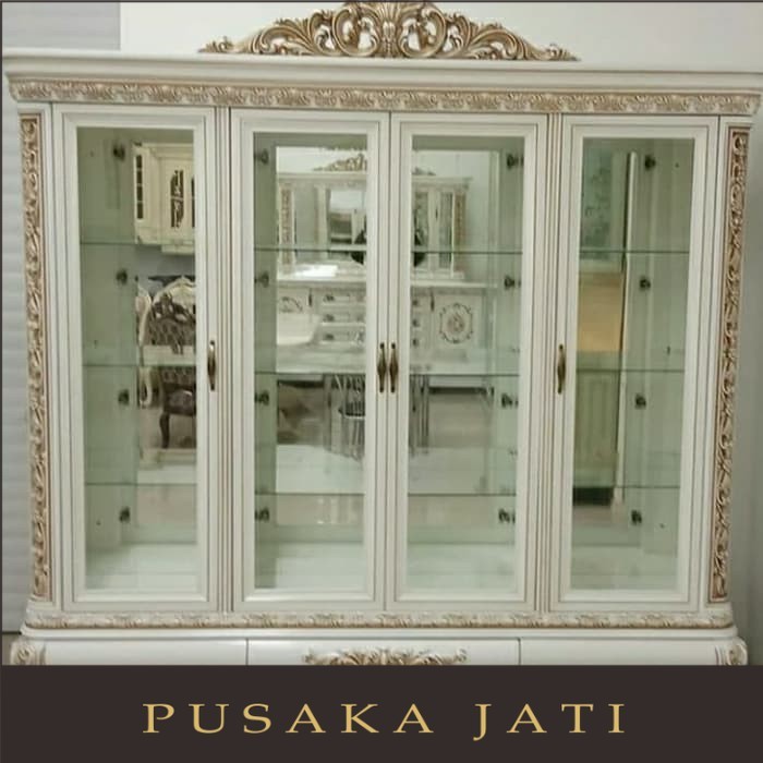 lemari hias duco mewah jati jepara pusaka jati furniture