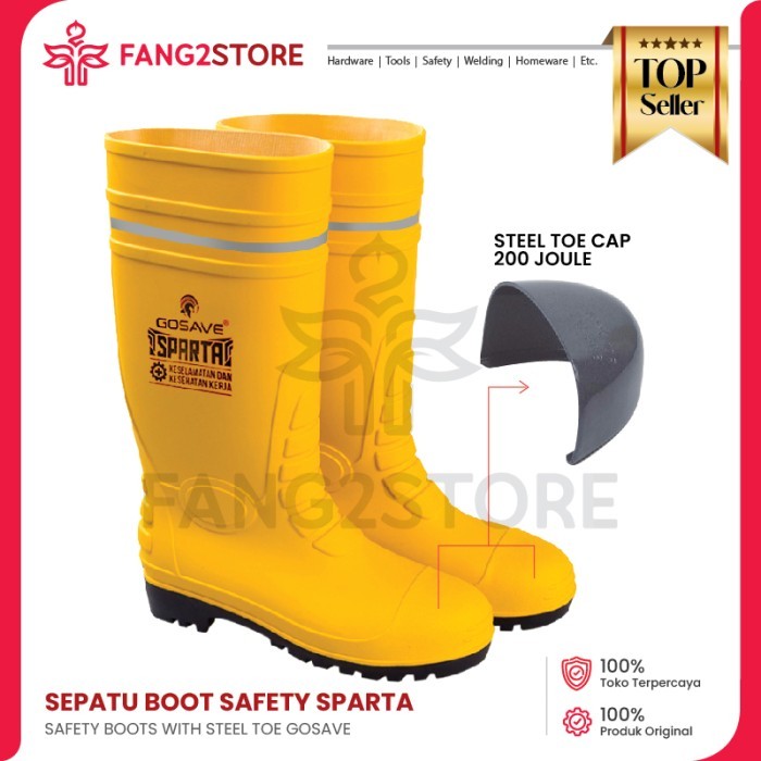 

Sepatu Boot Rubber Safety GOSAVE SPARTA Karet Ujung BESI Steel Toe - 38