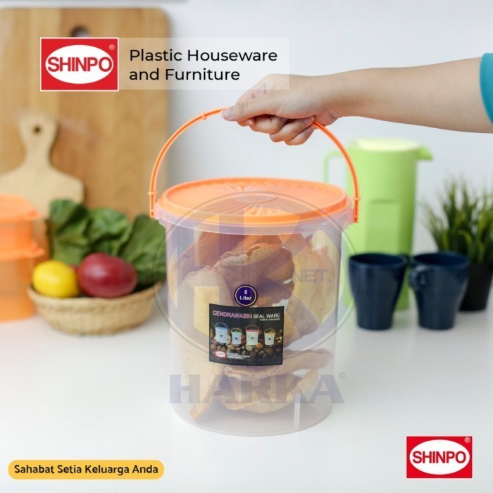 Toples Bulat Makanan Snack CENDRAWASIH 8 L + Gagang | SHINPO SIP 608 H - Awet & Tahan Lama Nagoya Ho
