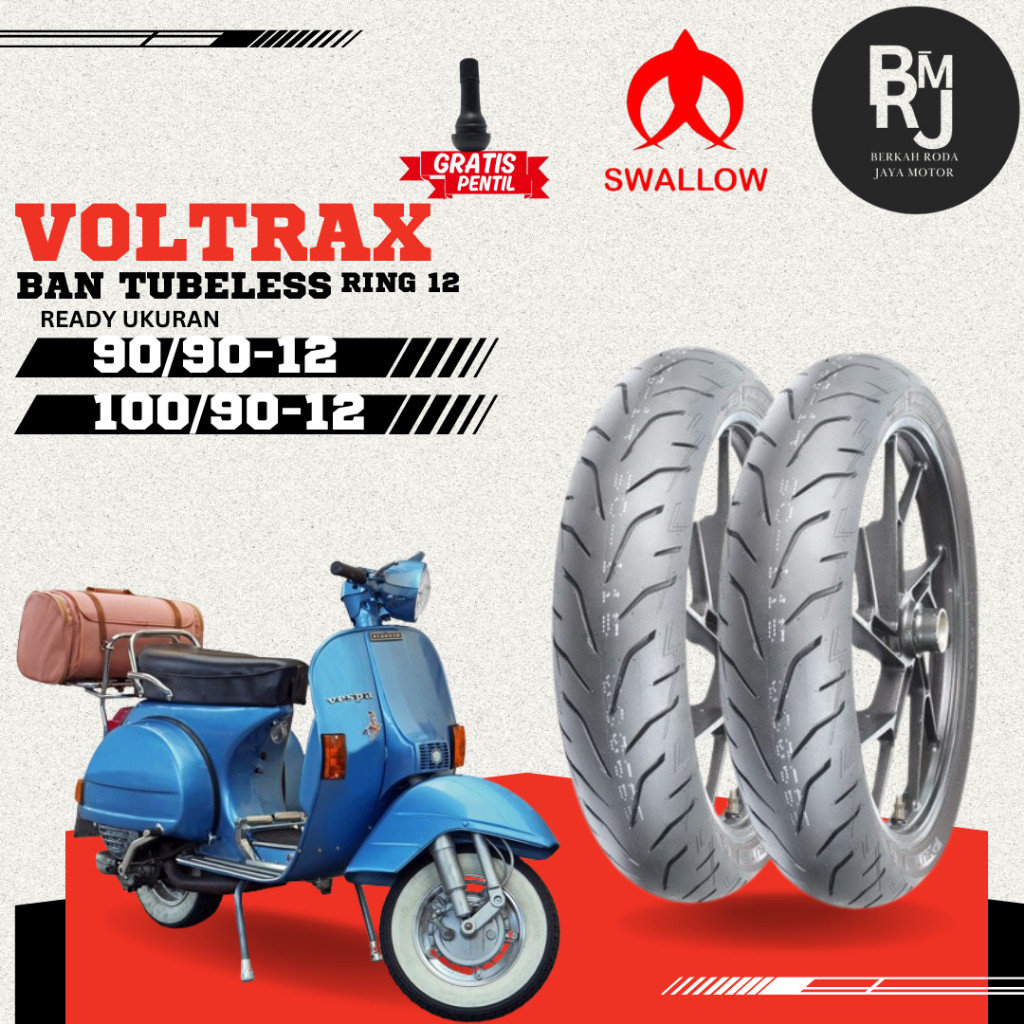 Ban Motor Listrik Ring 12 90/90 & 100/90 Swallow Voltrax  SC-115 / SC-116 Tubeless
