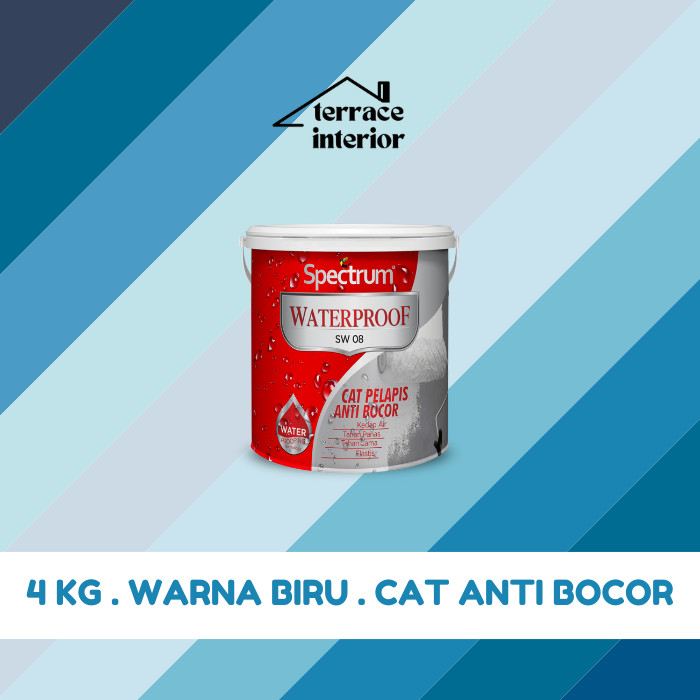 Cat Pelapis Anti Bocor Spectrum Waterproof Warna Biru 4 KG