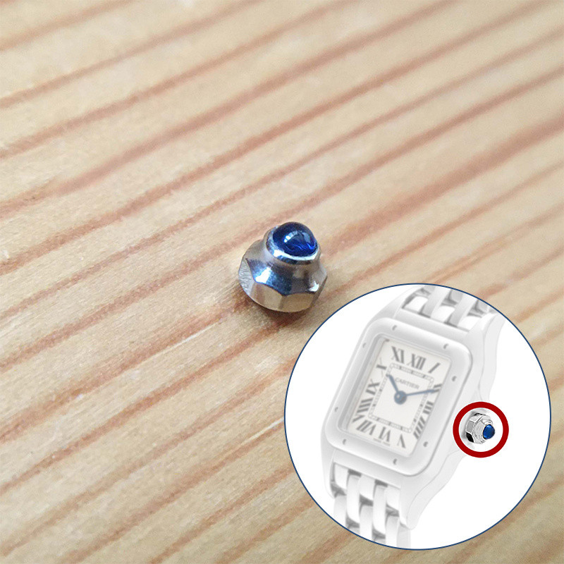 Aksesoris Jam Tangan steel sapphire crown for Cartier Ladies Stainless Panthere 1320 quartz watch