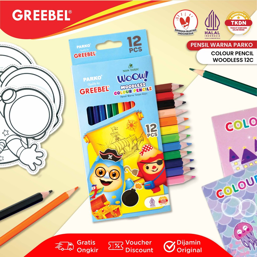 

PARKO Pensil Warna 12 Warna / Colored Pencil / Pensil Mewarnai / Woodless Colour (12 PKW-907)