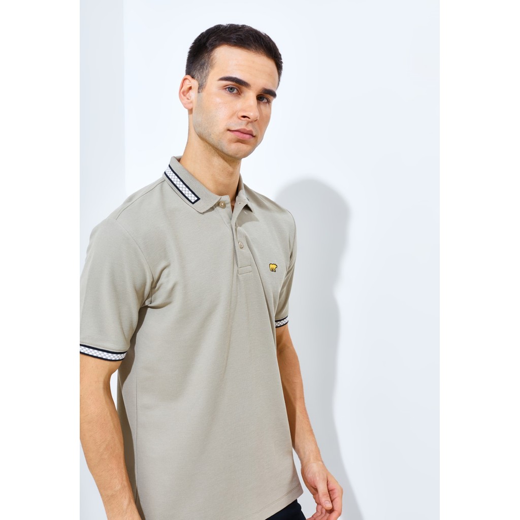 Jack Nicklaus Mustang Polo Shirt Pria Regular Fit Khaki