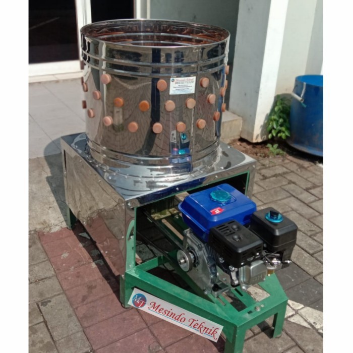 s c Mesin cabut bulu ayam 5 Ekor steinlis dengan Gear box + engine gx-200
