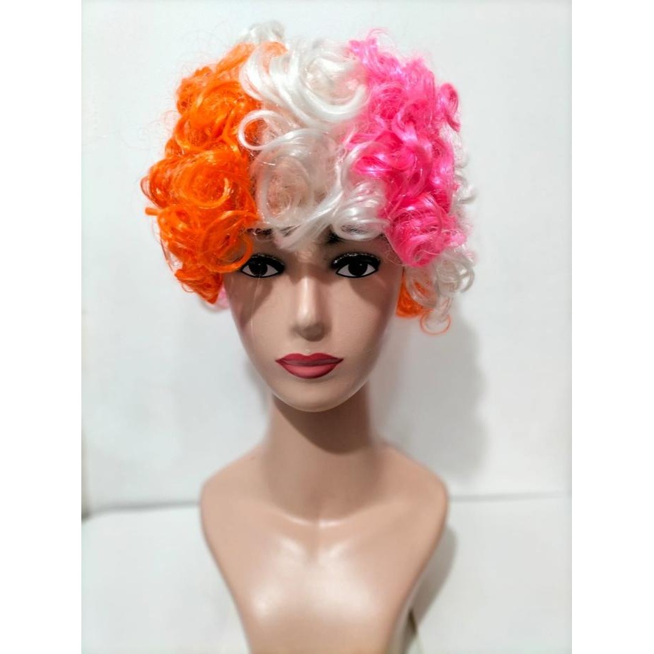 Wig Badut / Wig Rainbow / Wig Helloween /Rambut Palsu Pendek Keriting