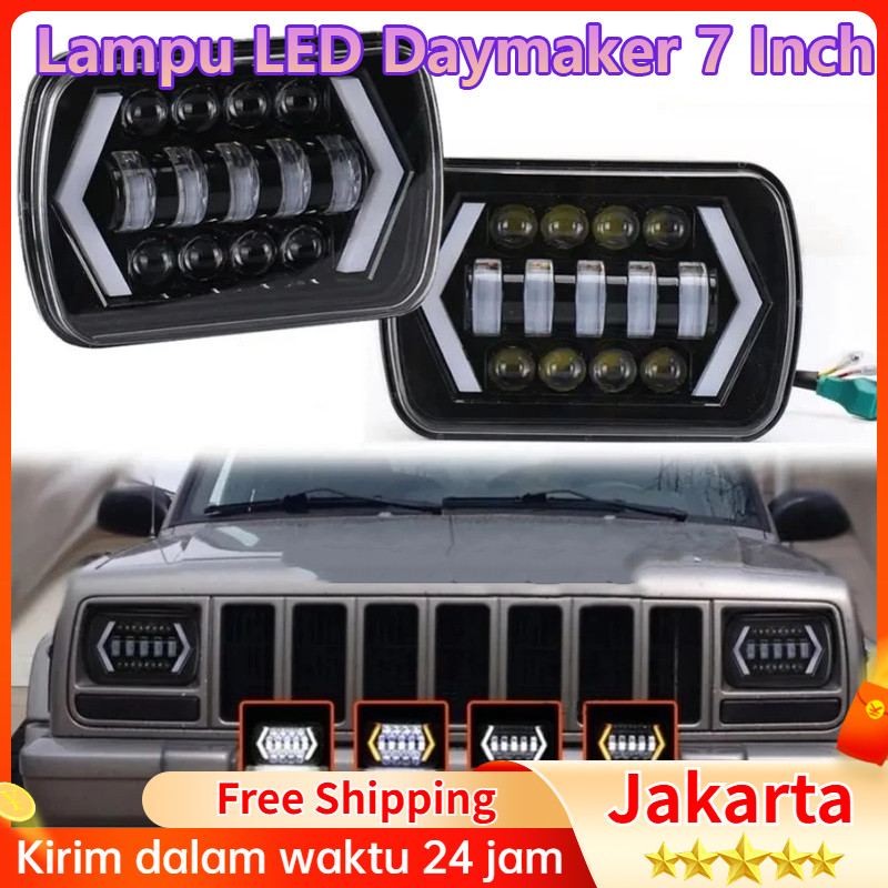 Lampu Depan Daymaker 7 Inch 8 LED Headlamp Daymaker 5x7 inch LED Kotak Jeep Katana Taft Feroza L300 