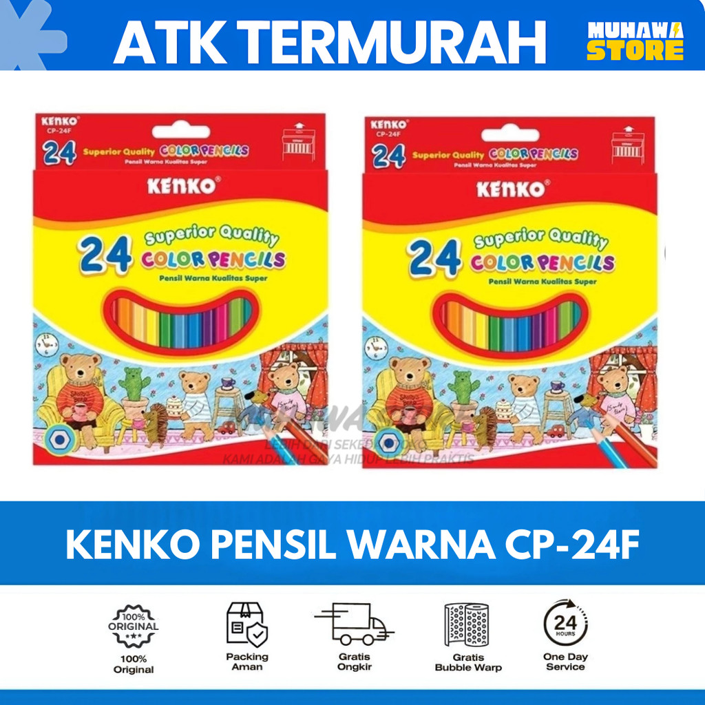 

Pensil Warna 24 Warna KENKO CP-24FNW CLASSIC NON WOOD / Colored Pencils Superior Quality Non-Wood