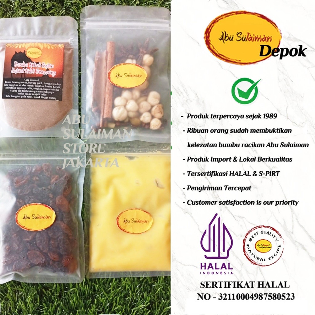 

BUMBU LENGKAP LEBIH HEMAT BUMBU KEBULI BRIYANI MANDHI KABSAH BUKHARI INSTAN/ EKSTRA REMPAH KISMIS DAN MINYAK SAMIN UNTUK 1 KG BERAS / PAKET BUMBU KEBULI KHAS ARAB