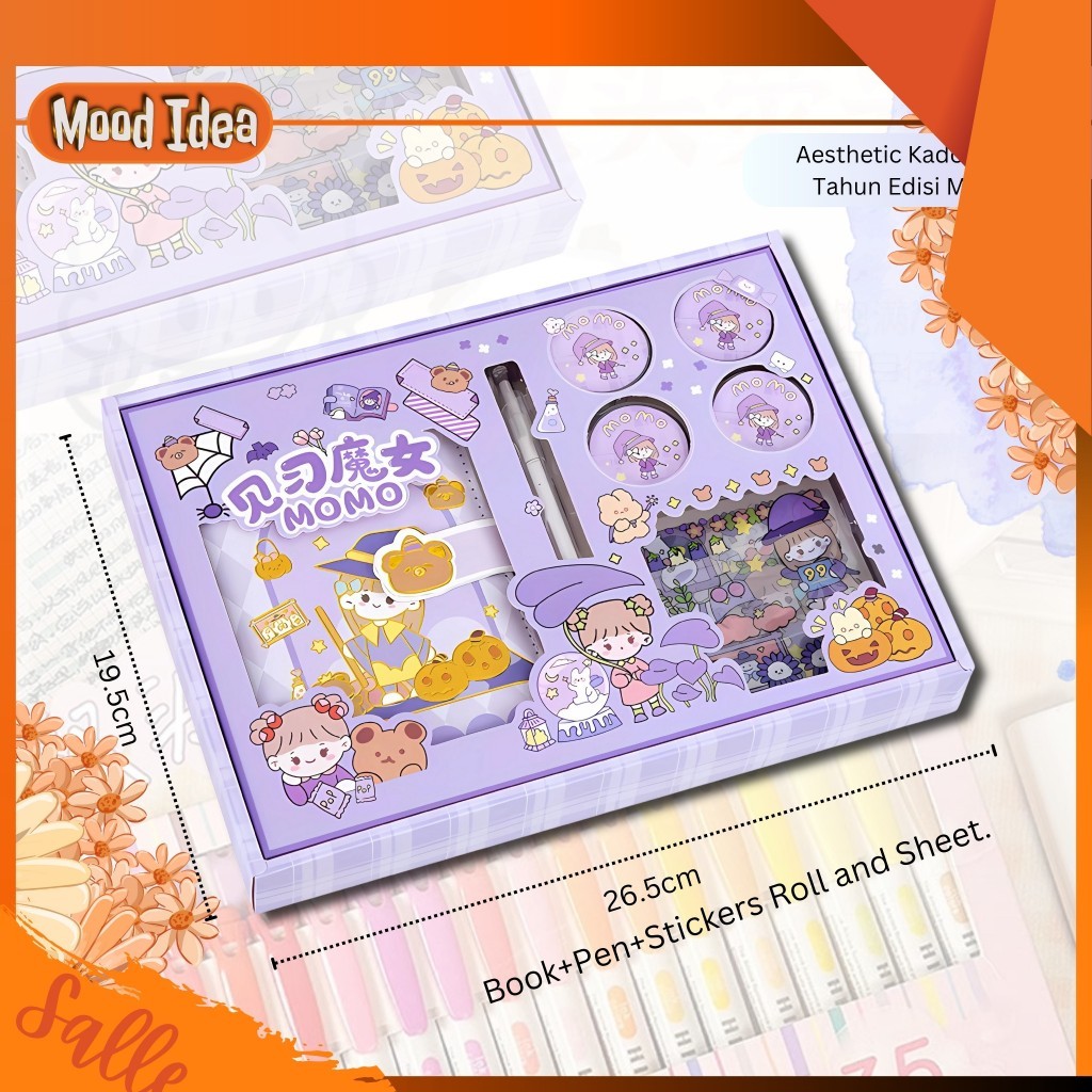 

6.6 (MI) Paket Alat Tulis Jurnal Dengan Stiker Notebook Set Buku Harian Gift Hampers