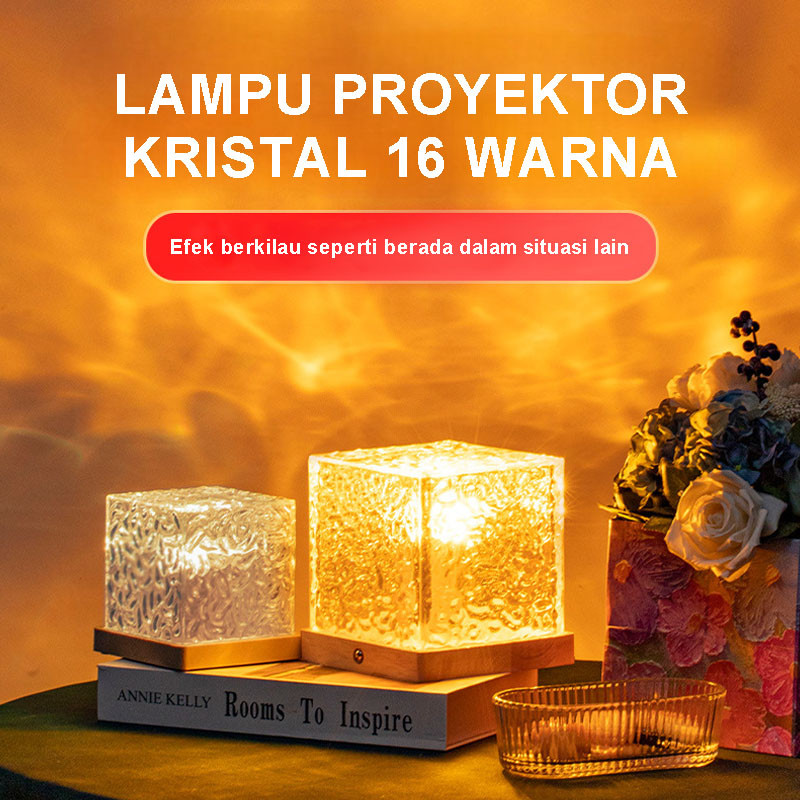 Lampu Proyektor LED Kamar Tidur Aesthetic Meja 16 Warna / Lampu Proyektor Kristal