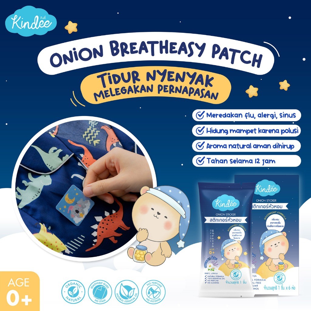 Kindee Onion Breatheasy Patch Koyo Batuk Pilek | Koyo Anak Bayi | Sticker Flu Batuk