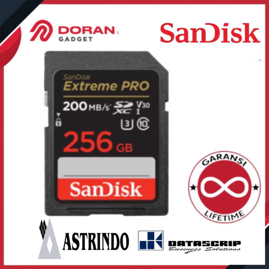 SD Card Sandisk 256GB CL10 200Mbps Extreme Pro Memory Card 256GB - Garansi Resmi Lifetime