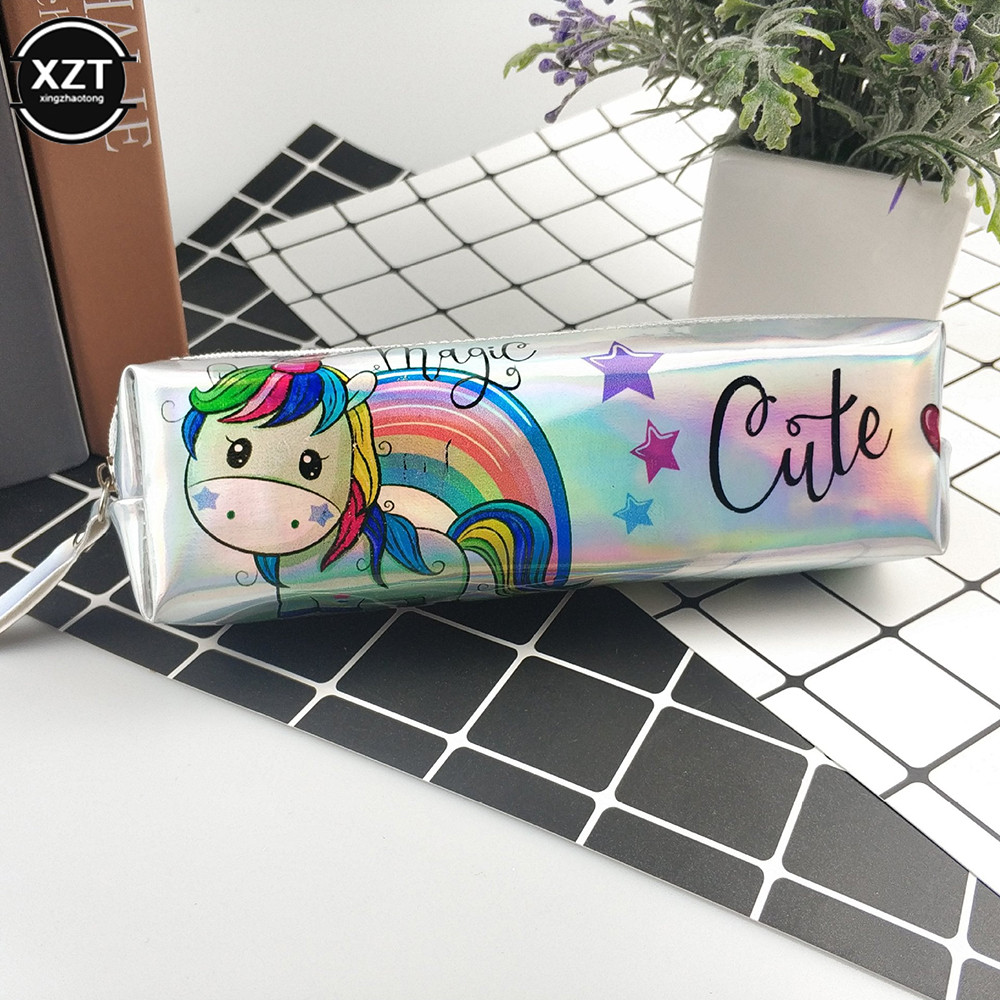 

Pencil Case Holographic Laser Unicorn Pen Bag For Girl Boys Student Large Capacity Waterproof Pen Box School Supply Stationery